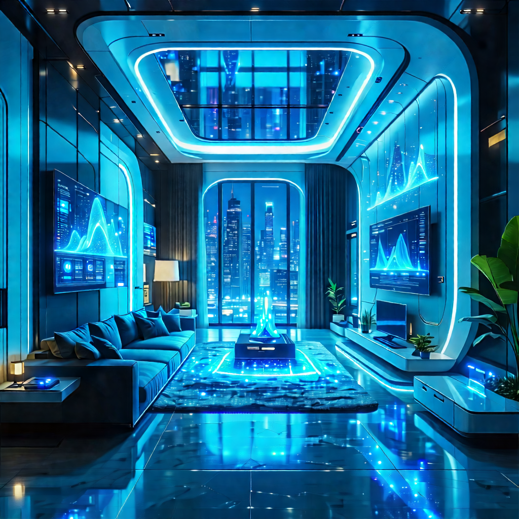 Tech Stock Photography: (futuristic:1.24) smart home