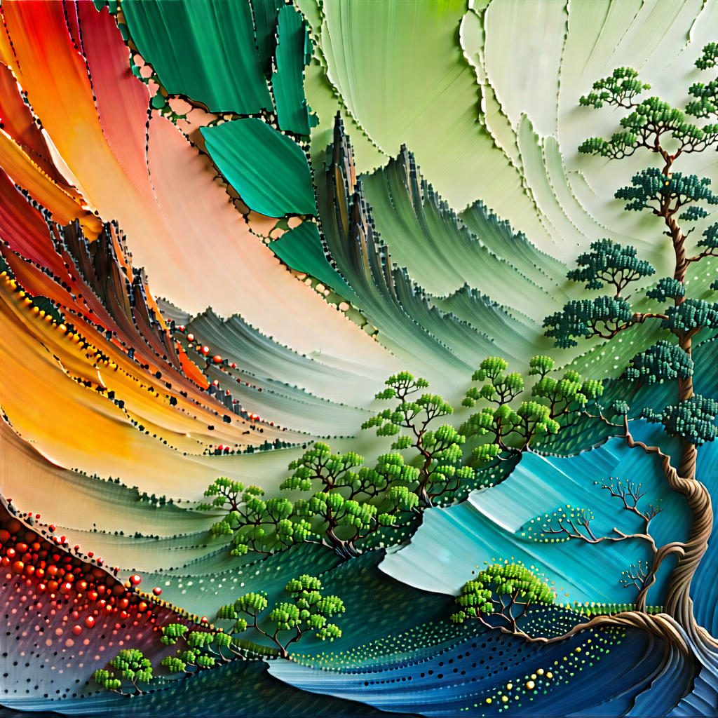 Abstract Acrylic Painting: Macro View Of Natural Pattern With Painting Tree