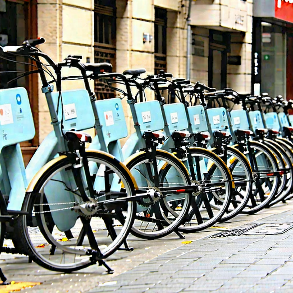 Urban Matte Painting: (city:1.13) bicycle sharing in arts district