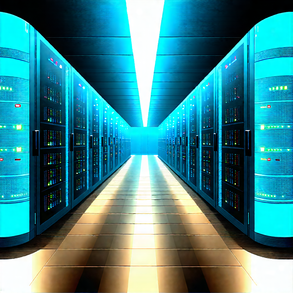 Tech Woodcut Print: (futuristic:1.4) server room