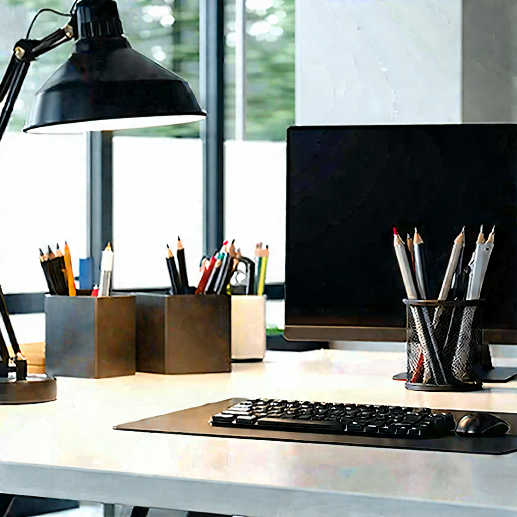 Business Octane Render: Workplace with modern office supplies on desk
