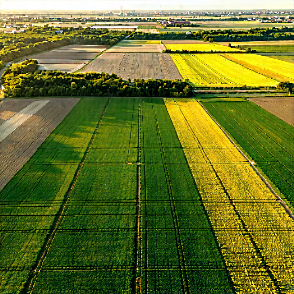 Nature Hdr Photography: Aerial View Of Agricultural Fields With Large, Lush