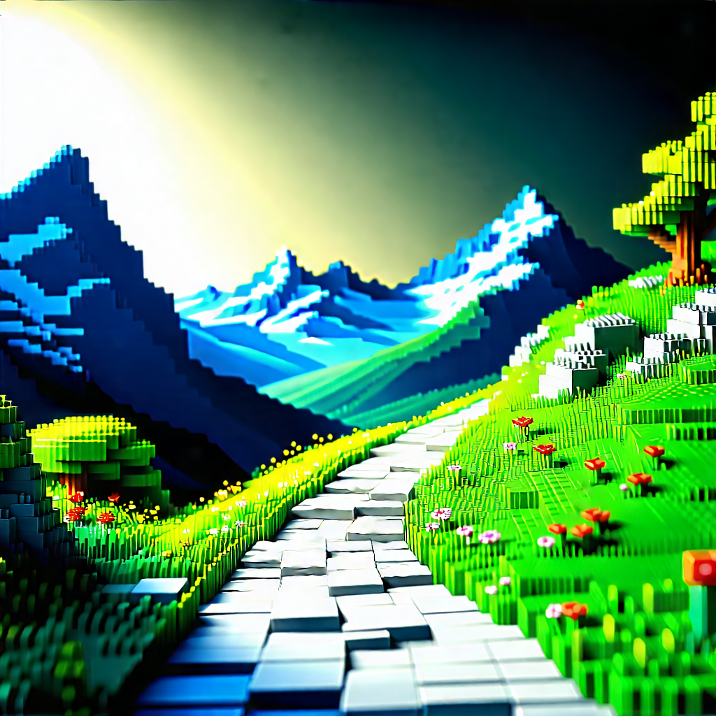 Lifestyle Voxel Art: Running In Mountain Trail With Digital Artwork