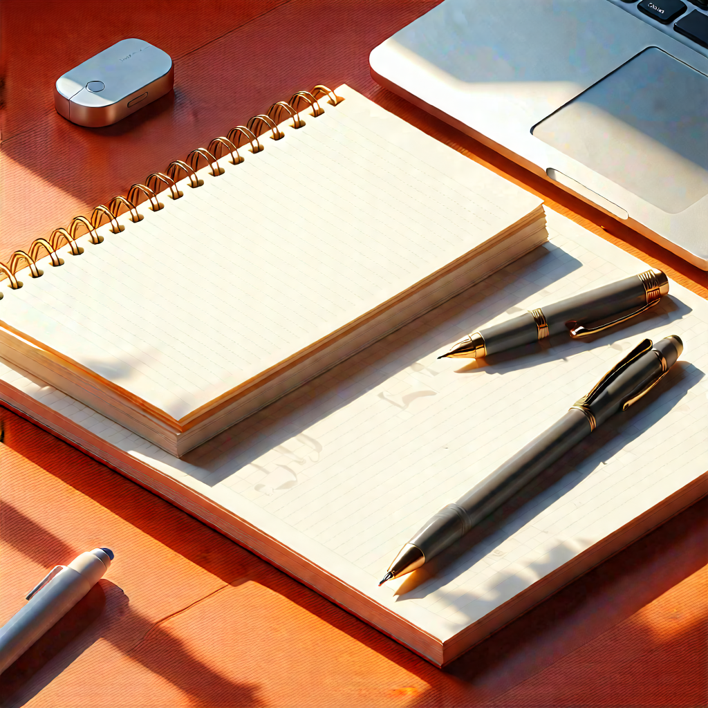 Business Isometric Design: Workplace with notebooks and pens on desk