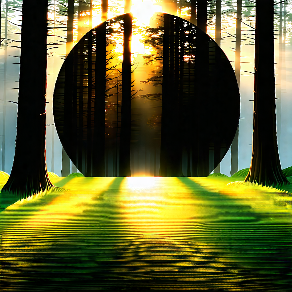 Nature Concept Art: Forest Scene During Golden Hour With Image, There