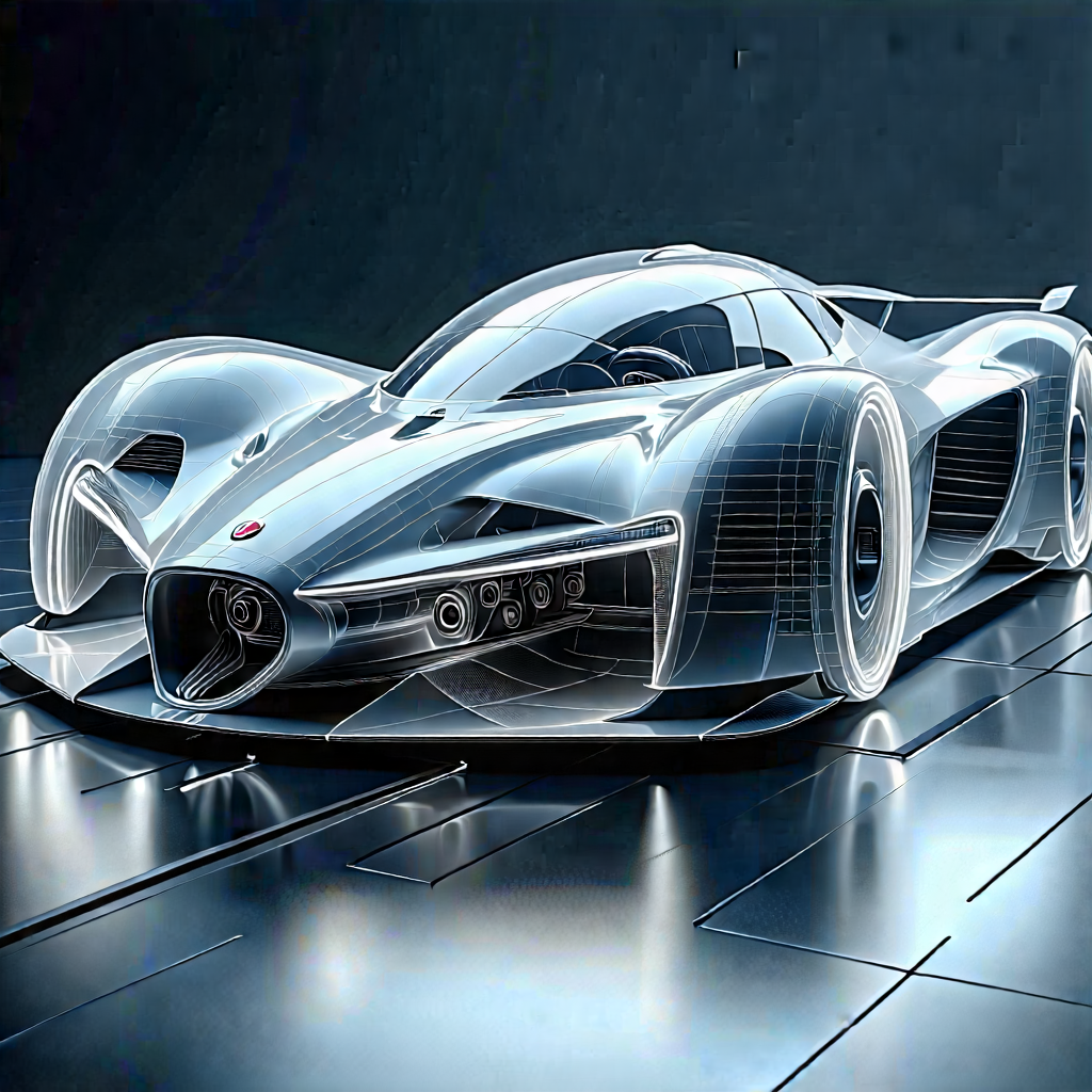 Tech Etching: Automotive Technology In Design Studio With Futuristic Displayed