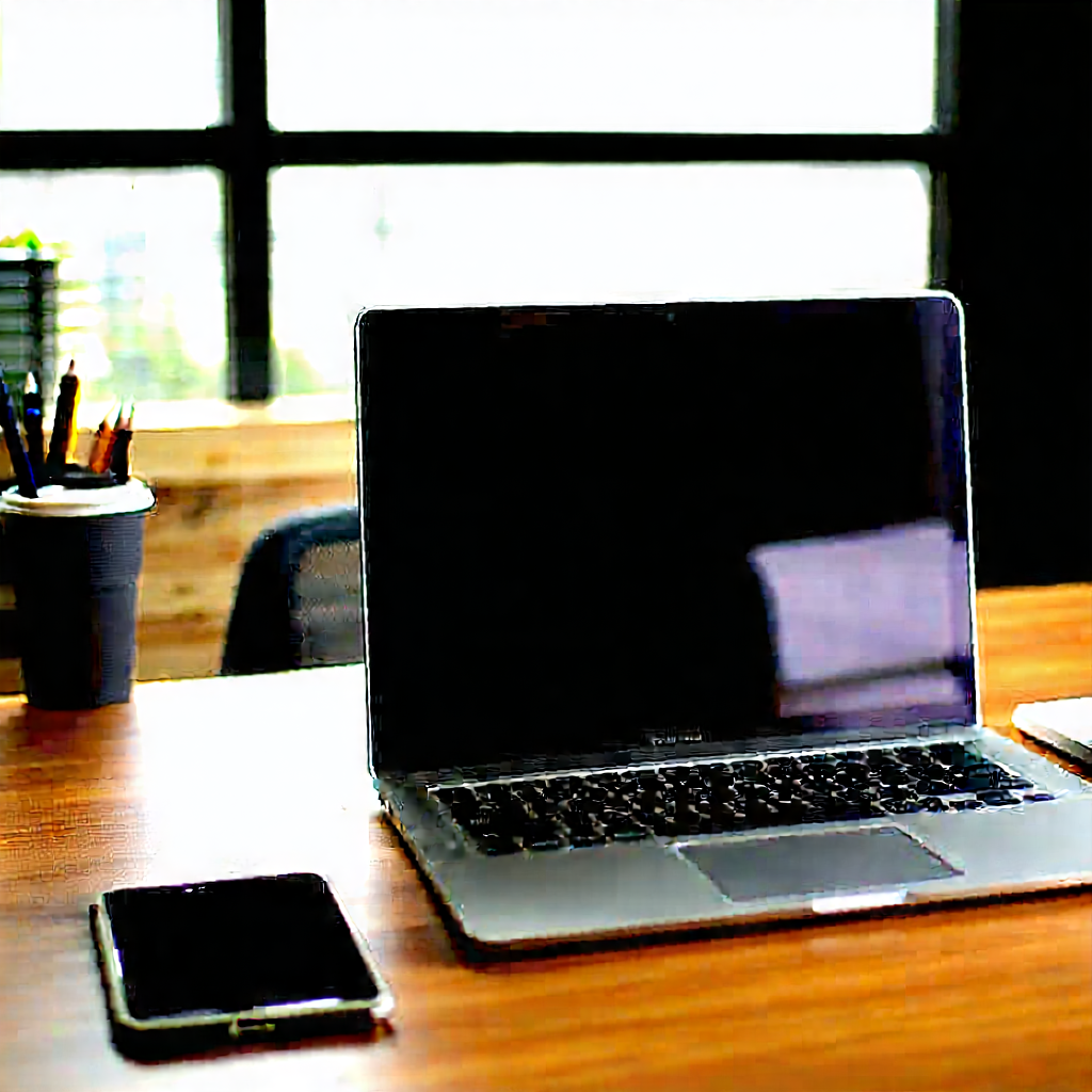 Business Tilt-shift Photography: Workplace With Laptop And Coffee On Desk With Laptop Computer