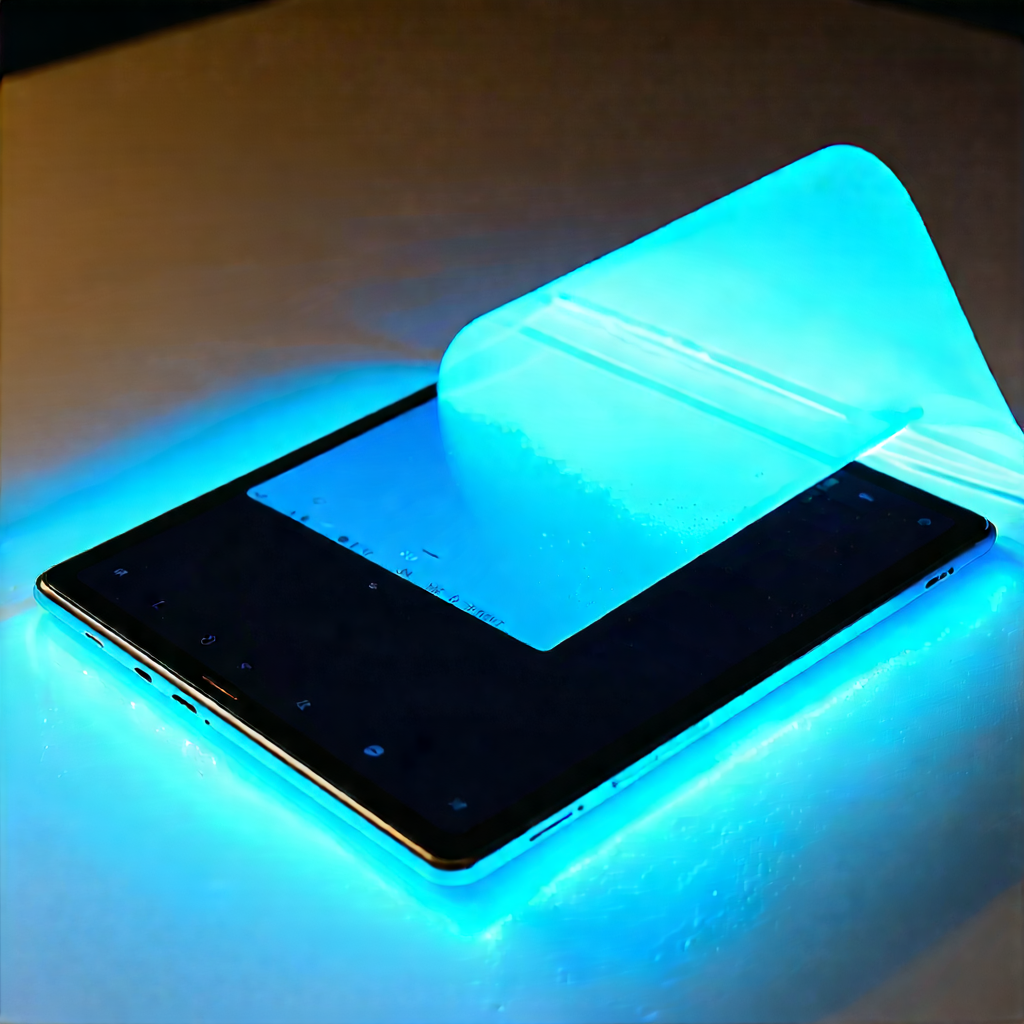 Tech Drone Photography: Tablet With Glowing Screen With Cell Phone