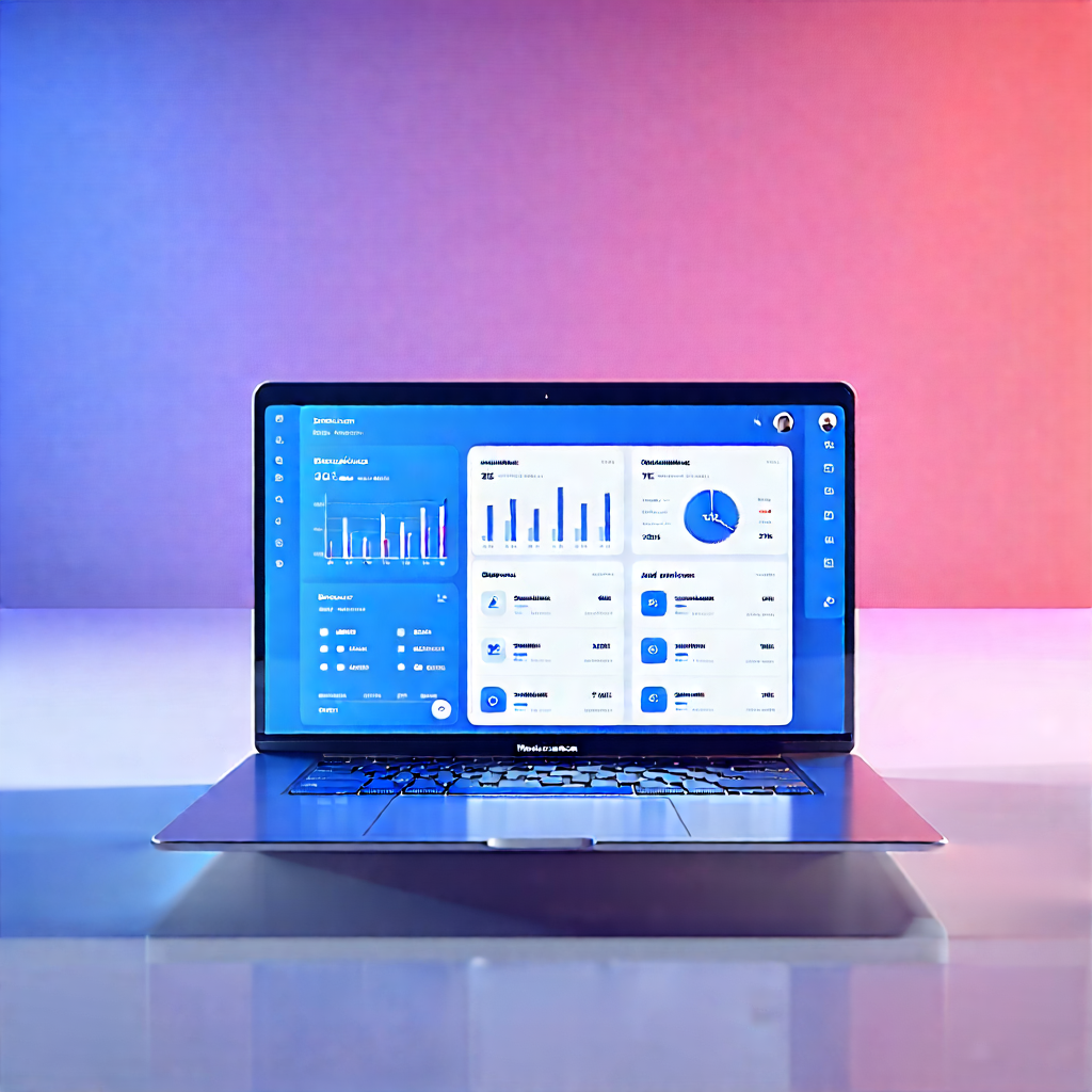Tech Infographic Style: Laptop With User Interface With Laptop Computer