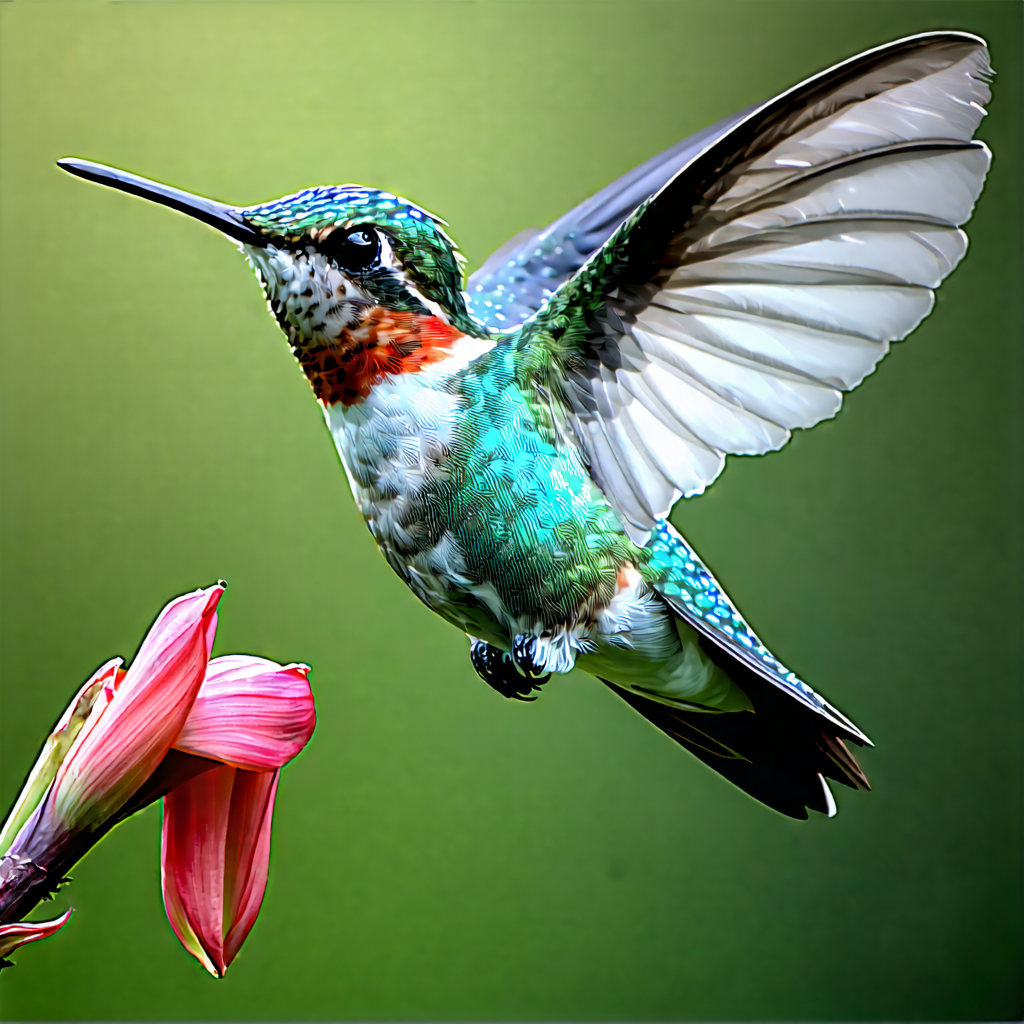 Nature Gouache Painting: Hummingbird In Natural Habitat With Colorful Hummingbird