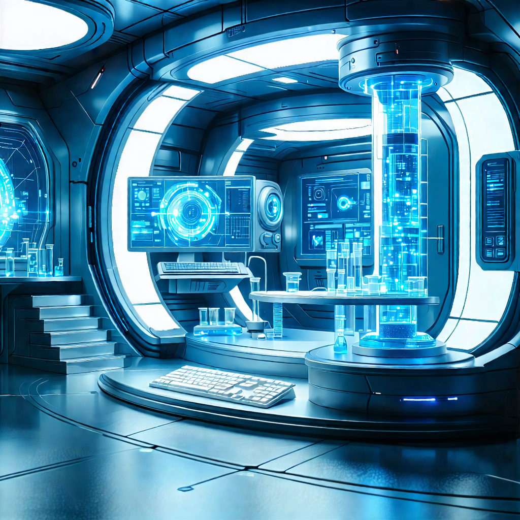 Tech Cinema 4d: (futuristic:1.12) Research Laboratory With Futuristic Setting,