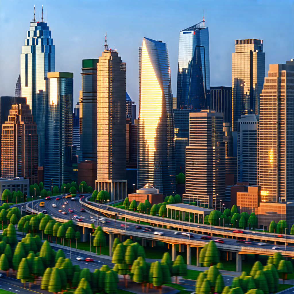 Urban Octane Render: Cityscape Of Downtown District During Midday With Model City