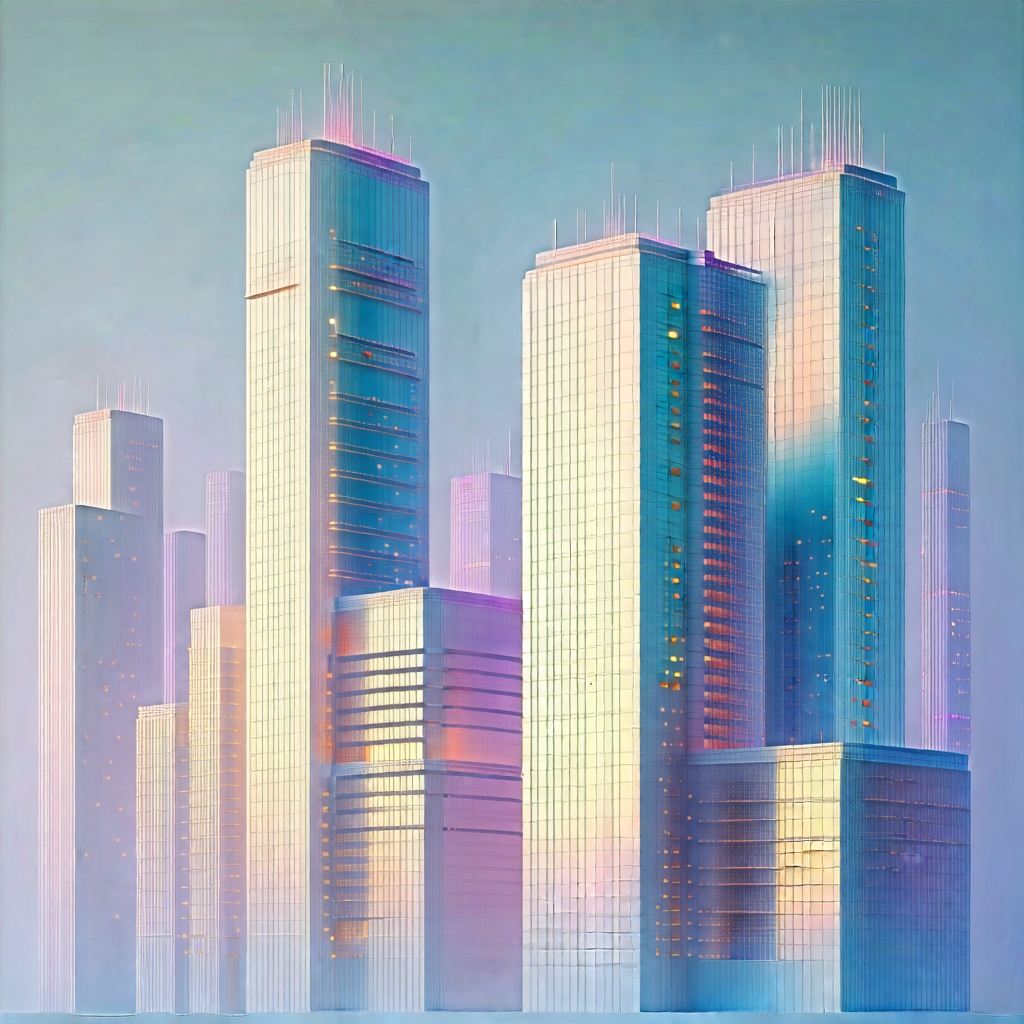 Urban Pastel Drawing: Skyscraper with minimalist design