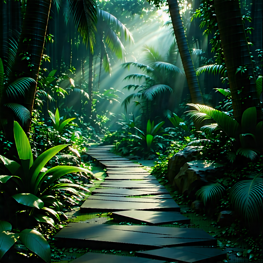 Nature Digital Art: Path through tropical jungle