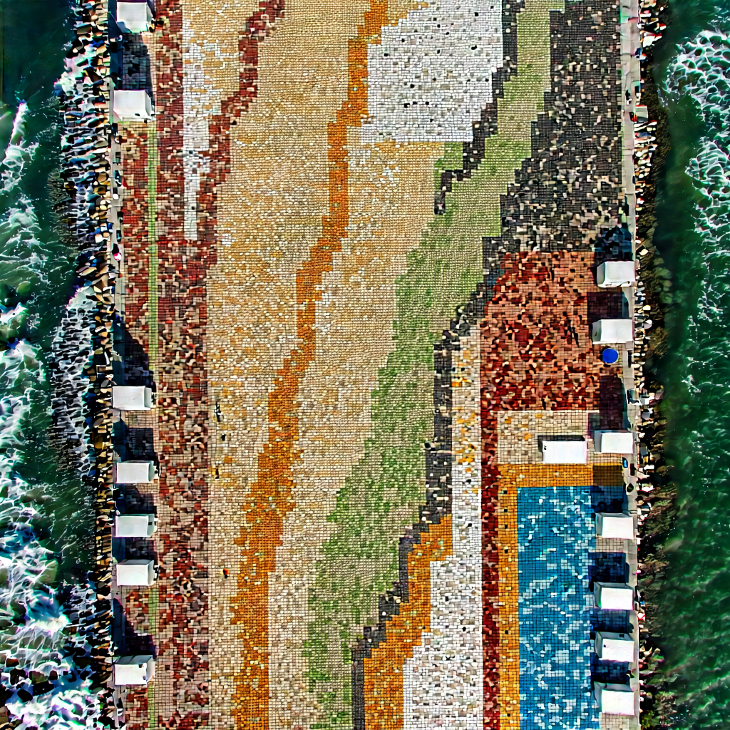 Urban Stock Photography: Aerial View Of Cultural District With Colorful Mosaic