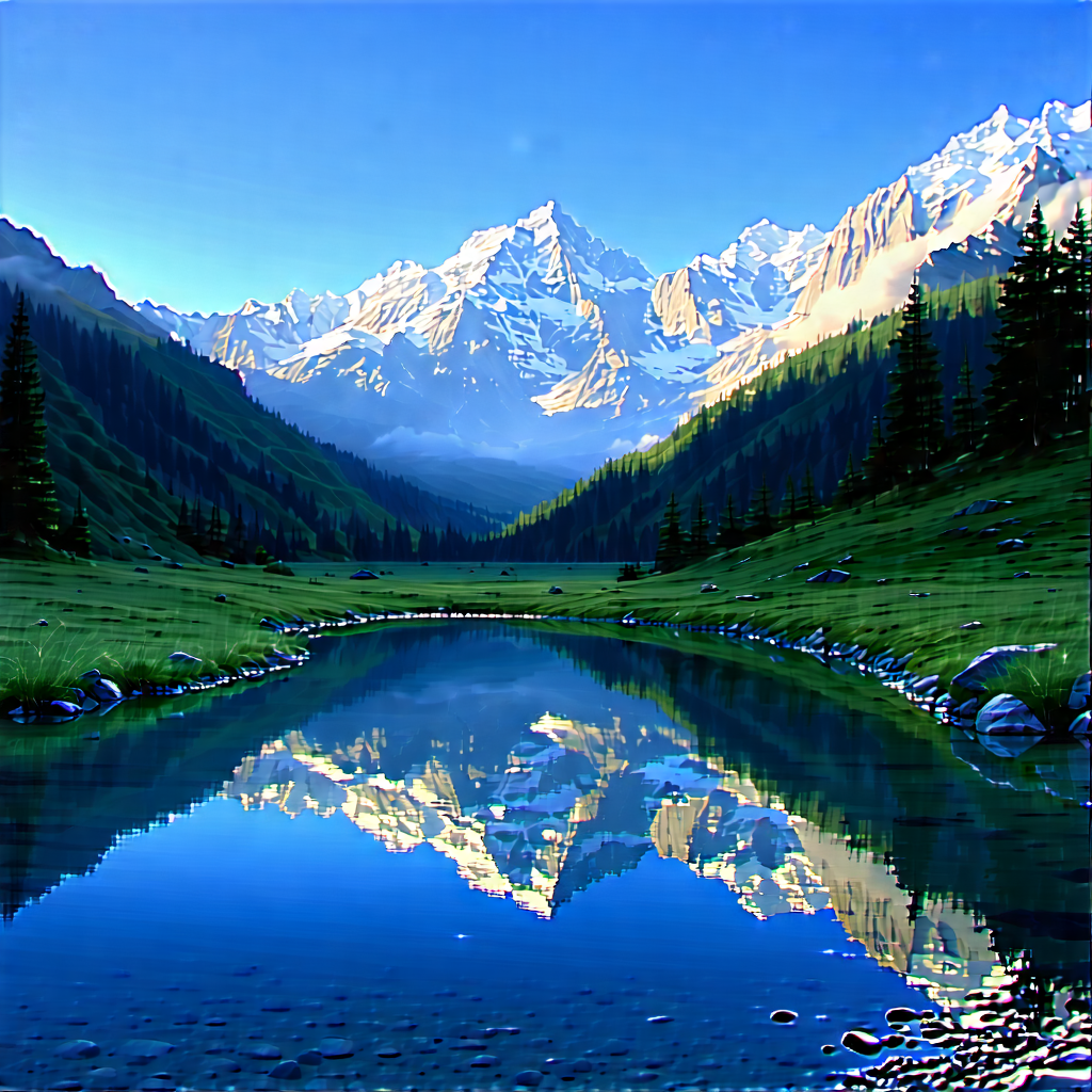 Nature Aerial Photography: Tranquil Pond Surrounded By Mountain Peaks With Serene Mountain