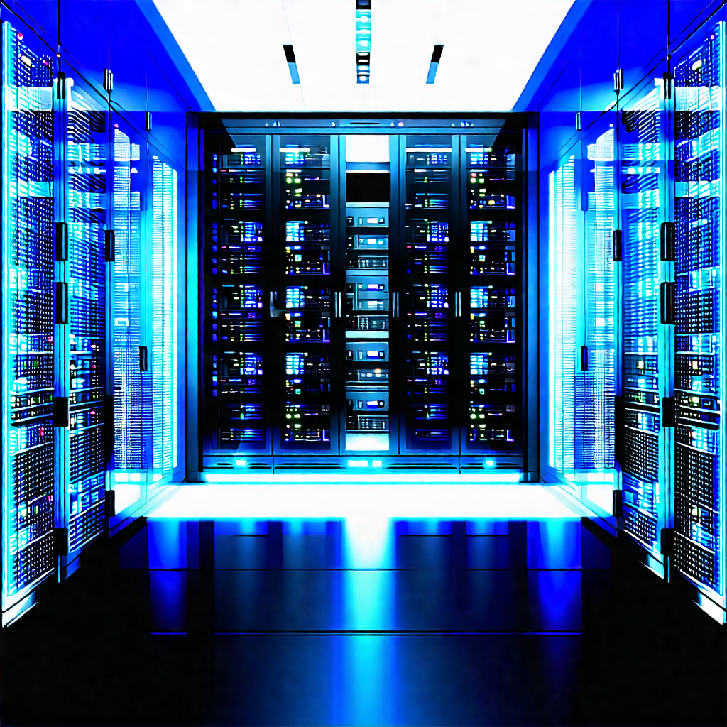 Tech Infographic Style: Futuristic Server Room With Image, There