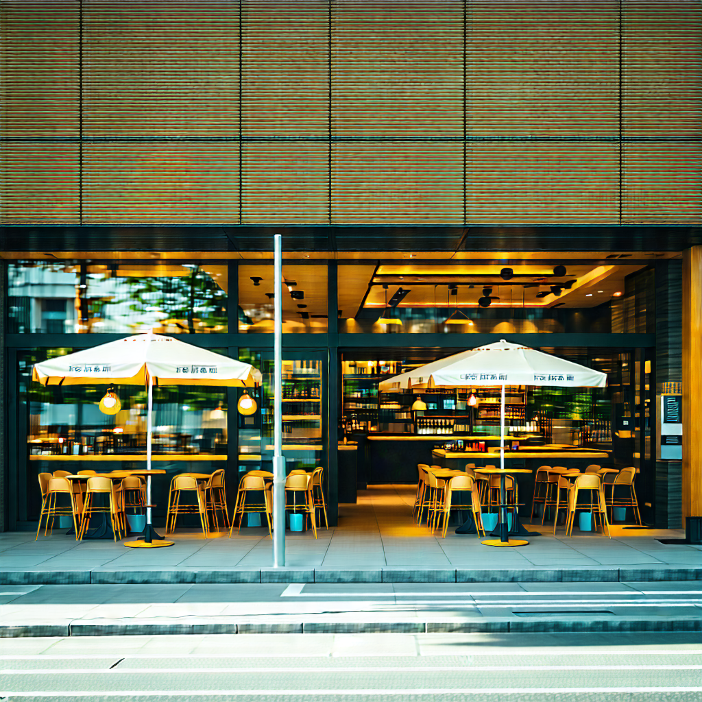 Urban Tilt-shift Photography: Urban Street With Outdoor Seating With Restaurant Large
