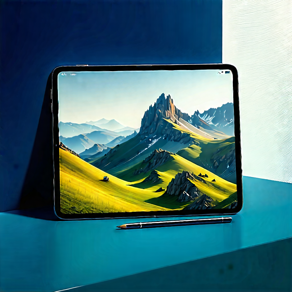 Tech Aerial Photography: Tablet With Digital Artwork With Tablet Computer