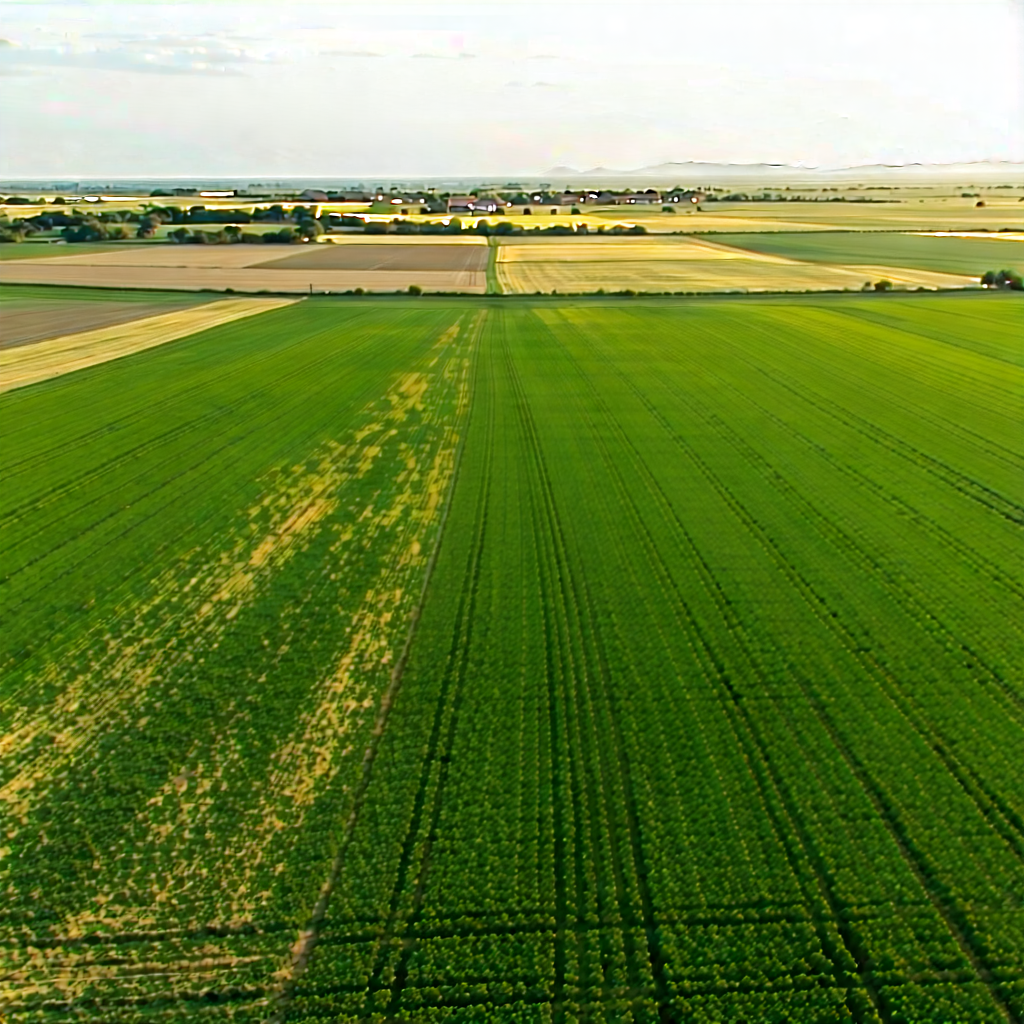 Nature Digital Illustration: Aerial View Of Agricultural Fields With Large, Lush
