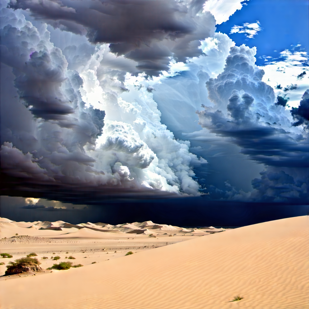 Nature Commercial Photography: Dramatic Clouds Over Desert With Large, Dark