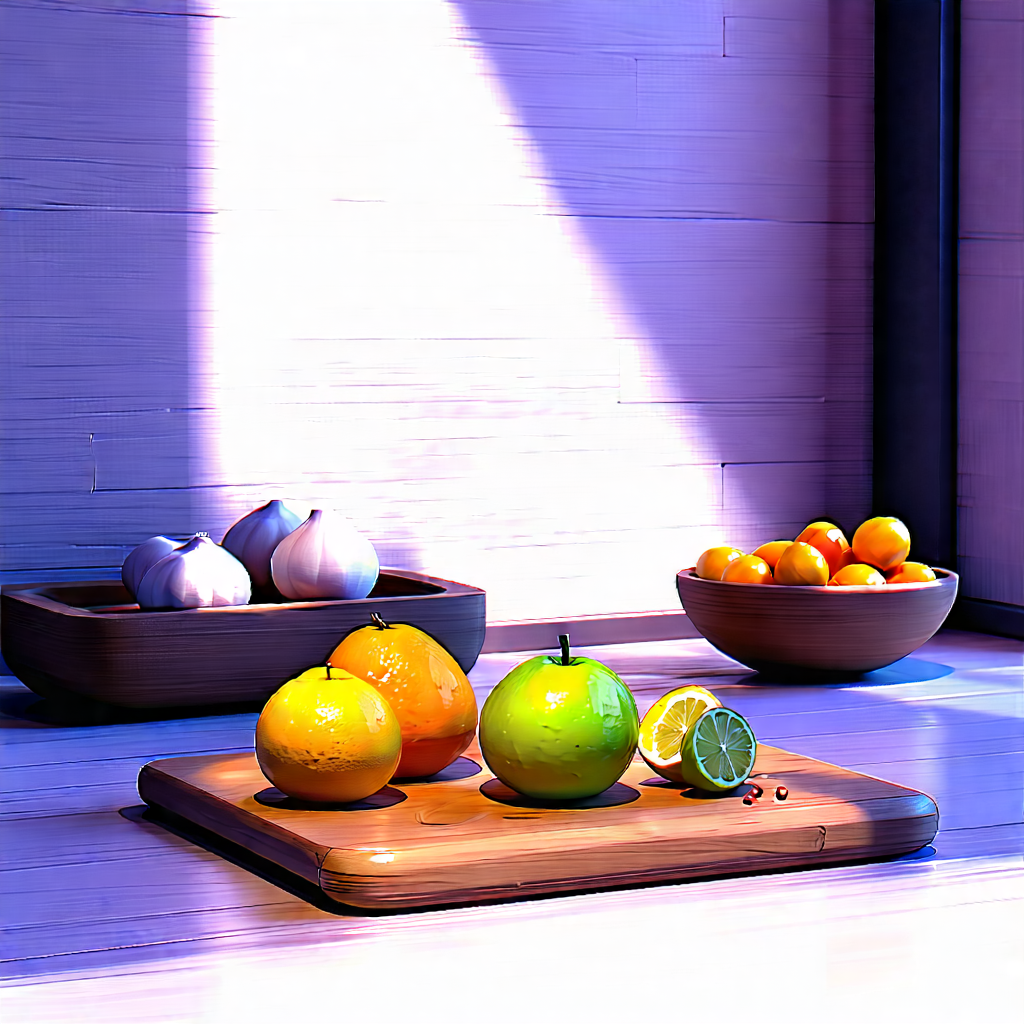 Lifestyle Pencil Sketch: Wellness Scene With Healthy Food With Wooden Table