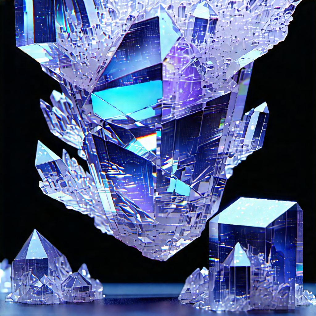 Abstract Cyberpunk Style: Macro View Of Crystalline Structure With Large, Clear
