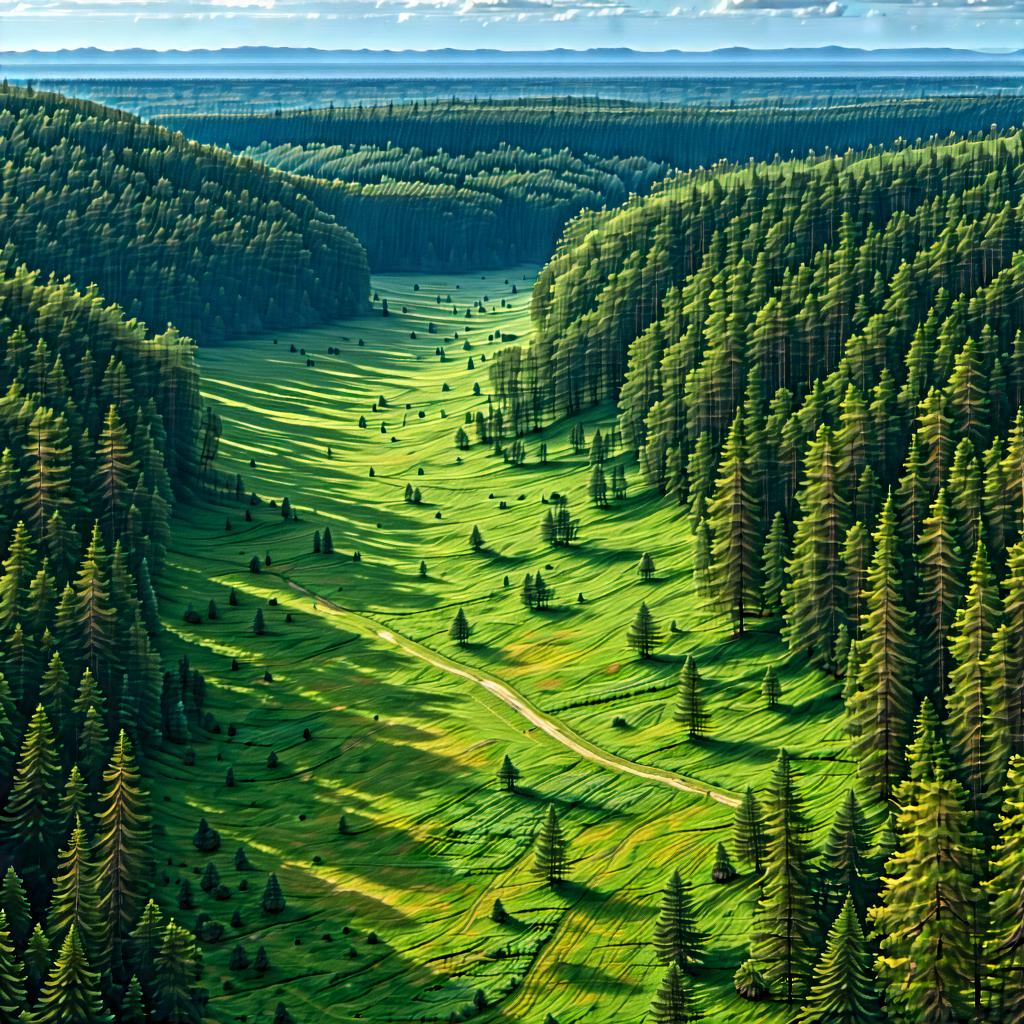 Nature Isometric Design: Clear sky over forest clearing