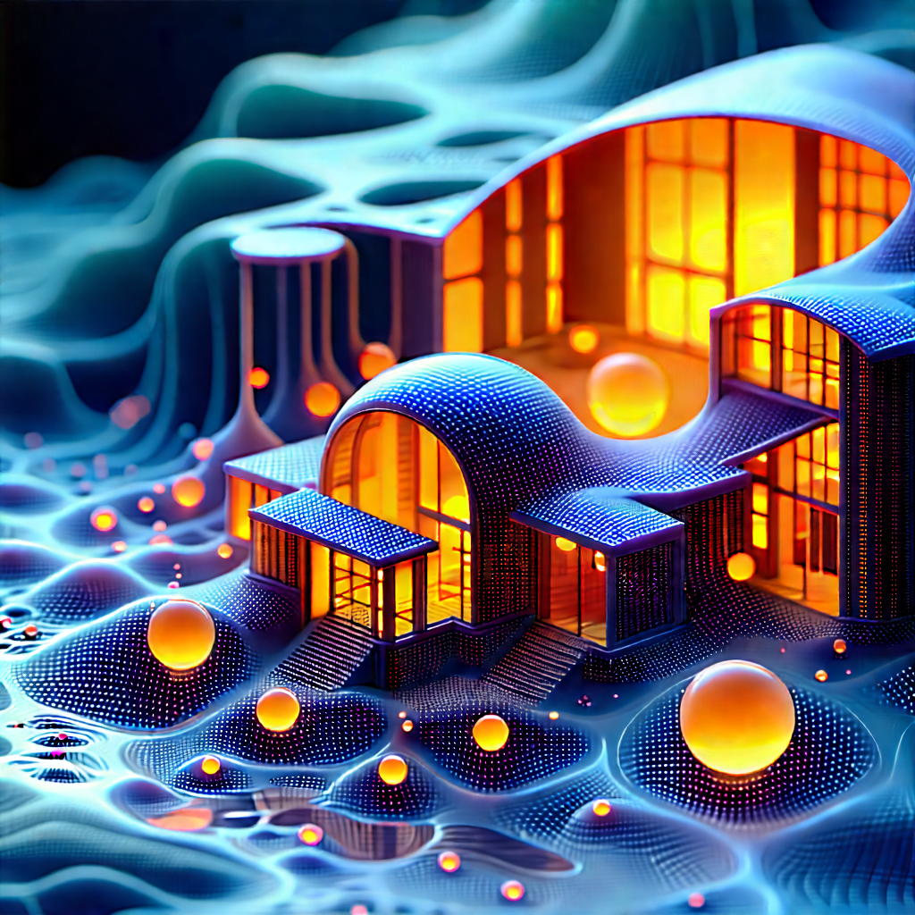 Abstract Architectural Photography: Macro View Of Chemical Reaction With Blue Orange