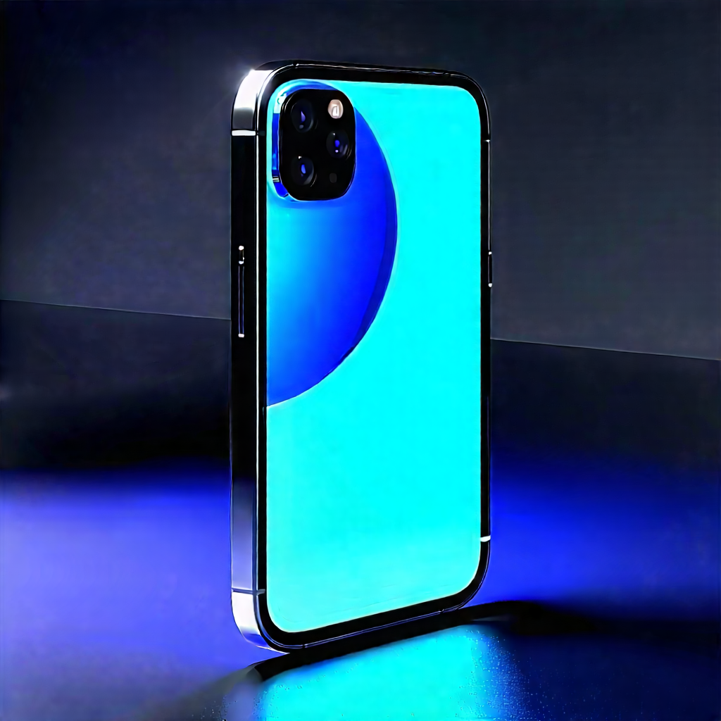 Tech Graphic Design: Smartphone With Holographic Display With Blue Iphone
