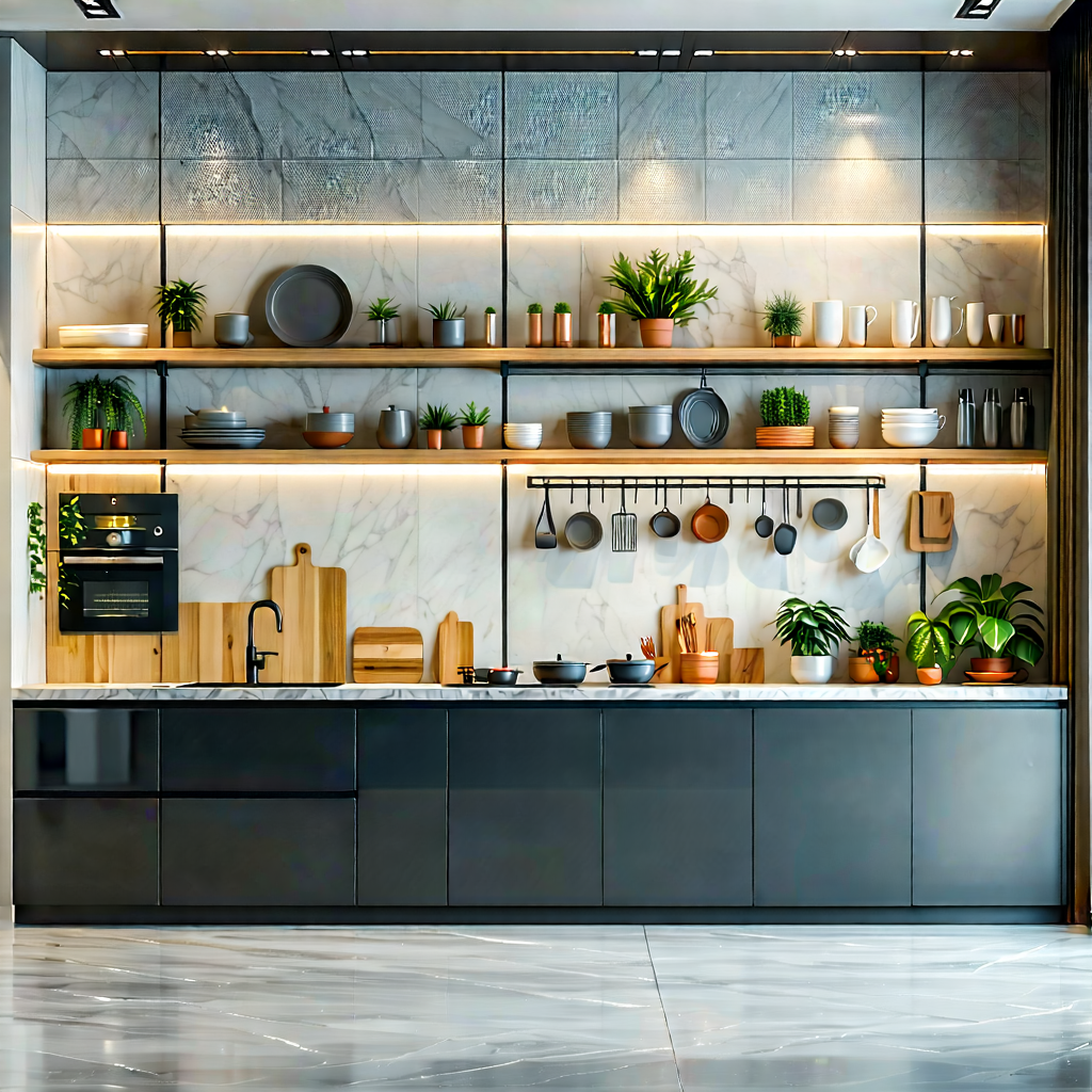 Lifestyle Isometric Design: Modern Kitchen With Comfortable Textiles With Large Kitchen
