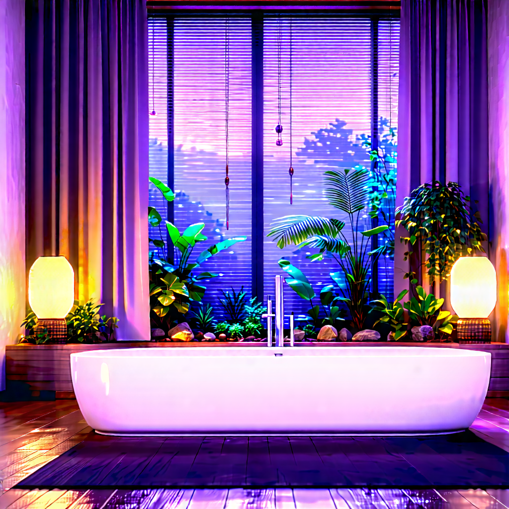 Lifestyle Matte Painting: Bedroom Sanctuary With Plants And Natural Elements With Large, White