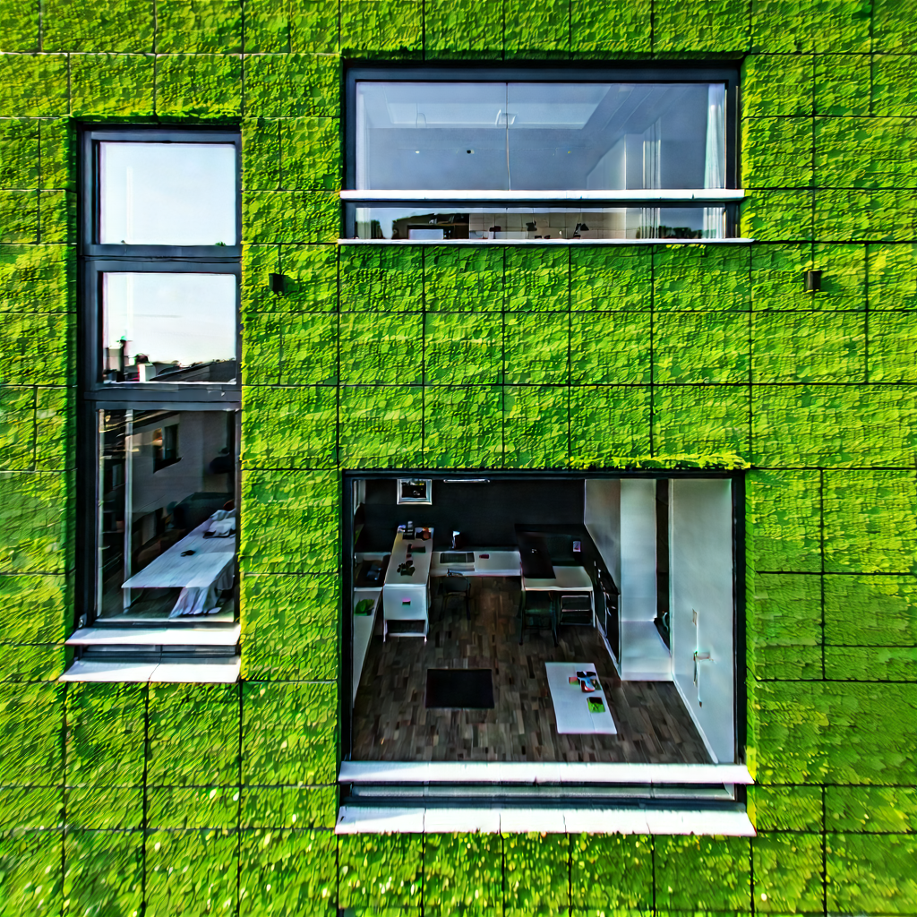 Urban Drone Photography: Urban Loft With Green Rooftop With Large, Green