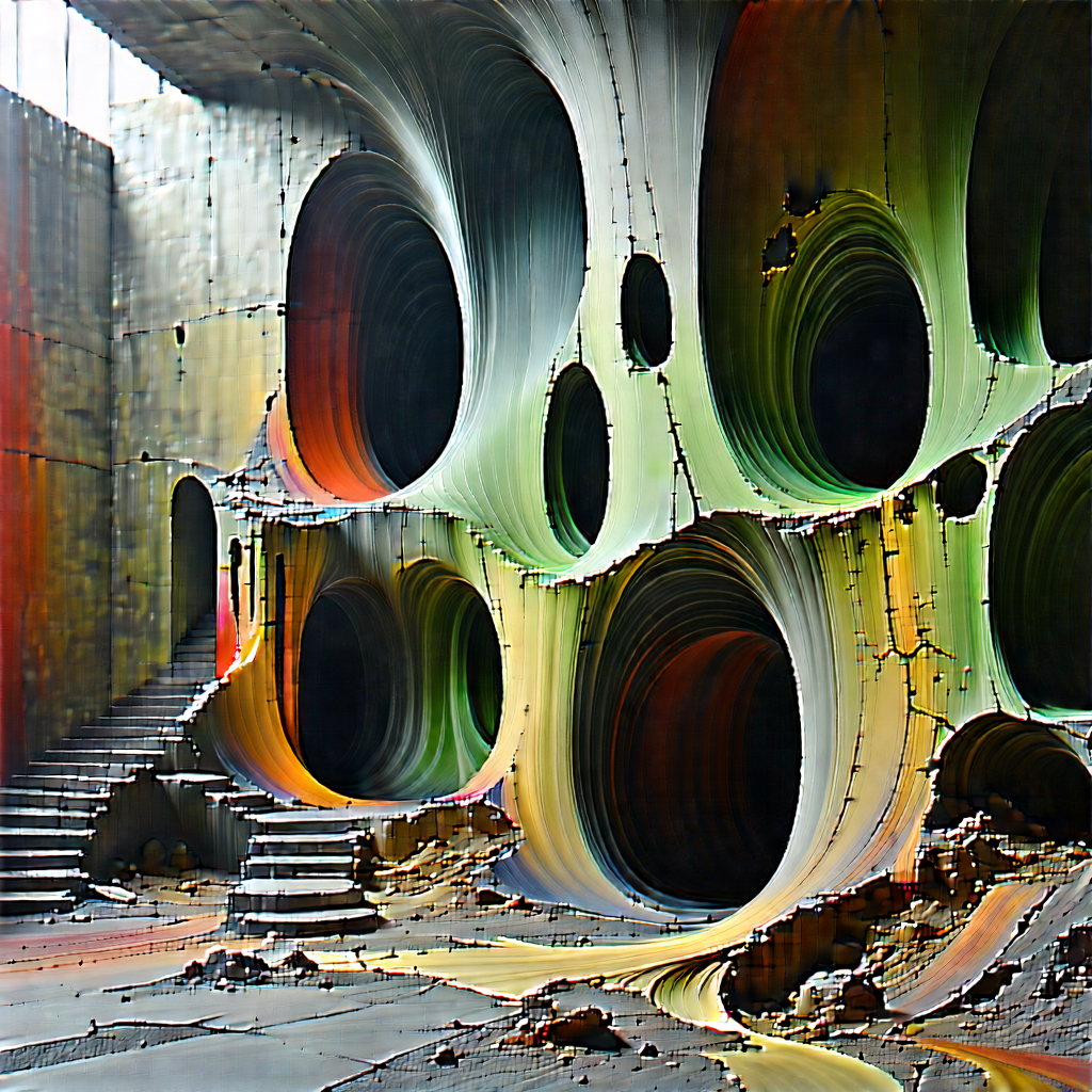 Abstract Constructivist Style: Decay Represented Through Flowing Lines With Large, Colorful
