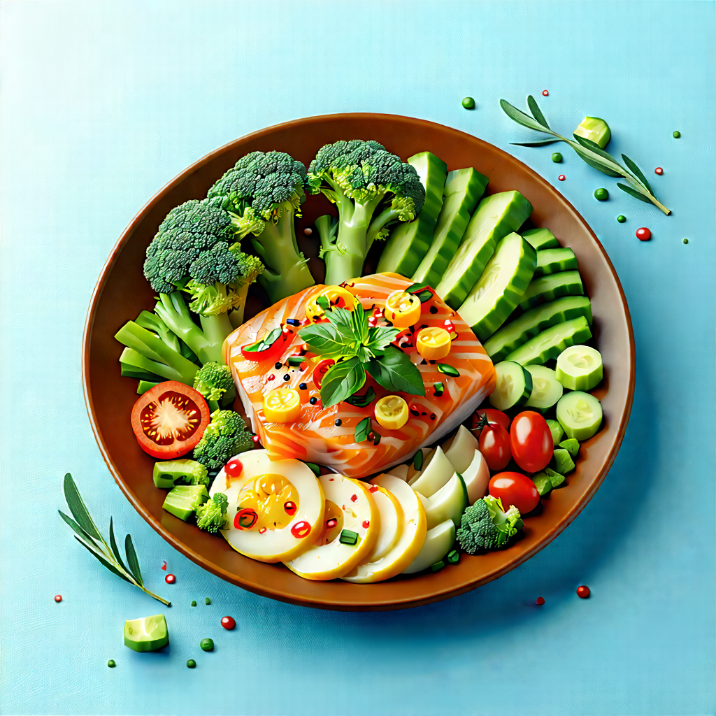 Lifestyle Flat Design: Healthy Meal Prepared With Fresh Ingredients With Large Bowl