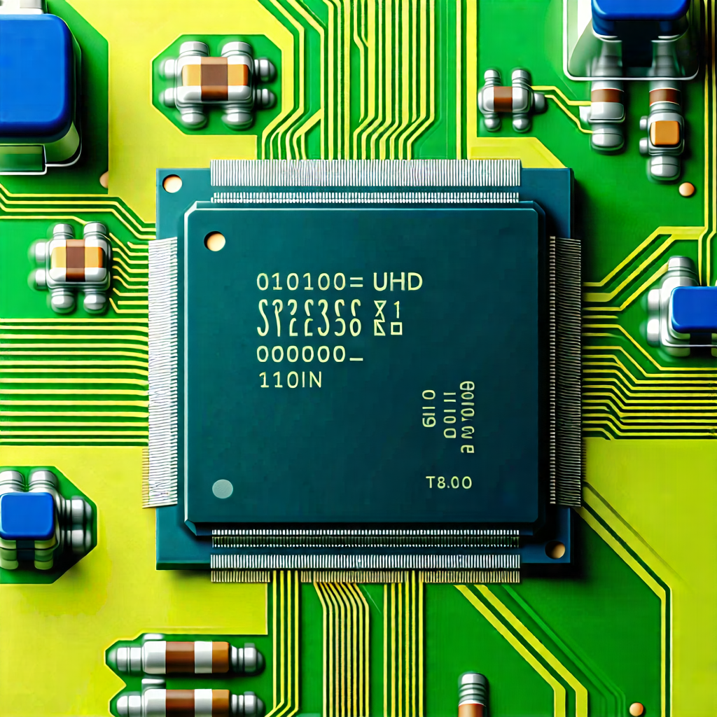 Tech Gouache Painting: Close-up of microprocessor