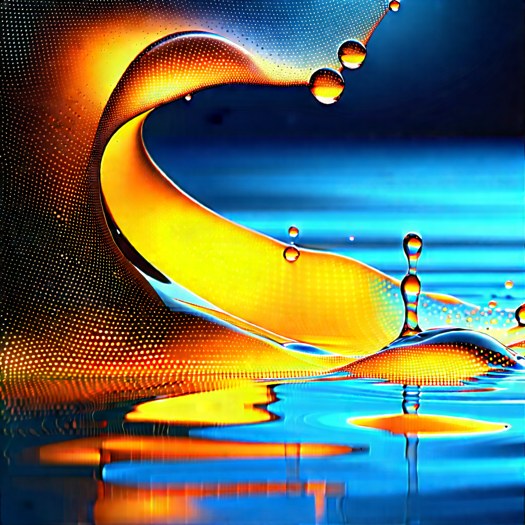 Abstract Architectural Photography: Macro View Of Liquid Interface With Blue Ocean