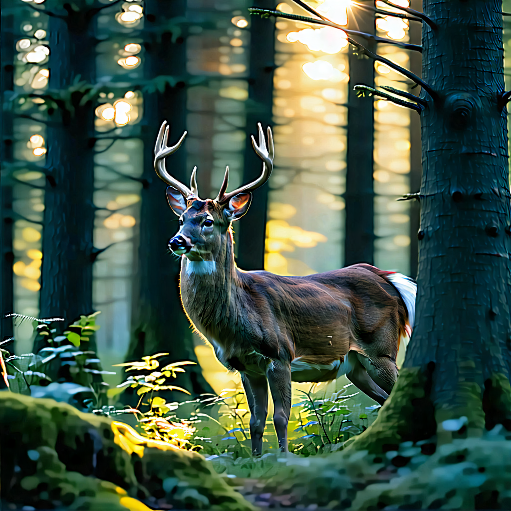 Nature Macro Photography: Deer in forest environment