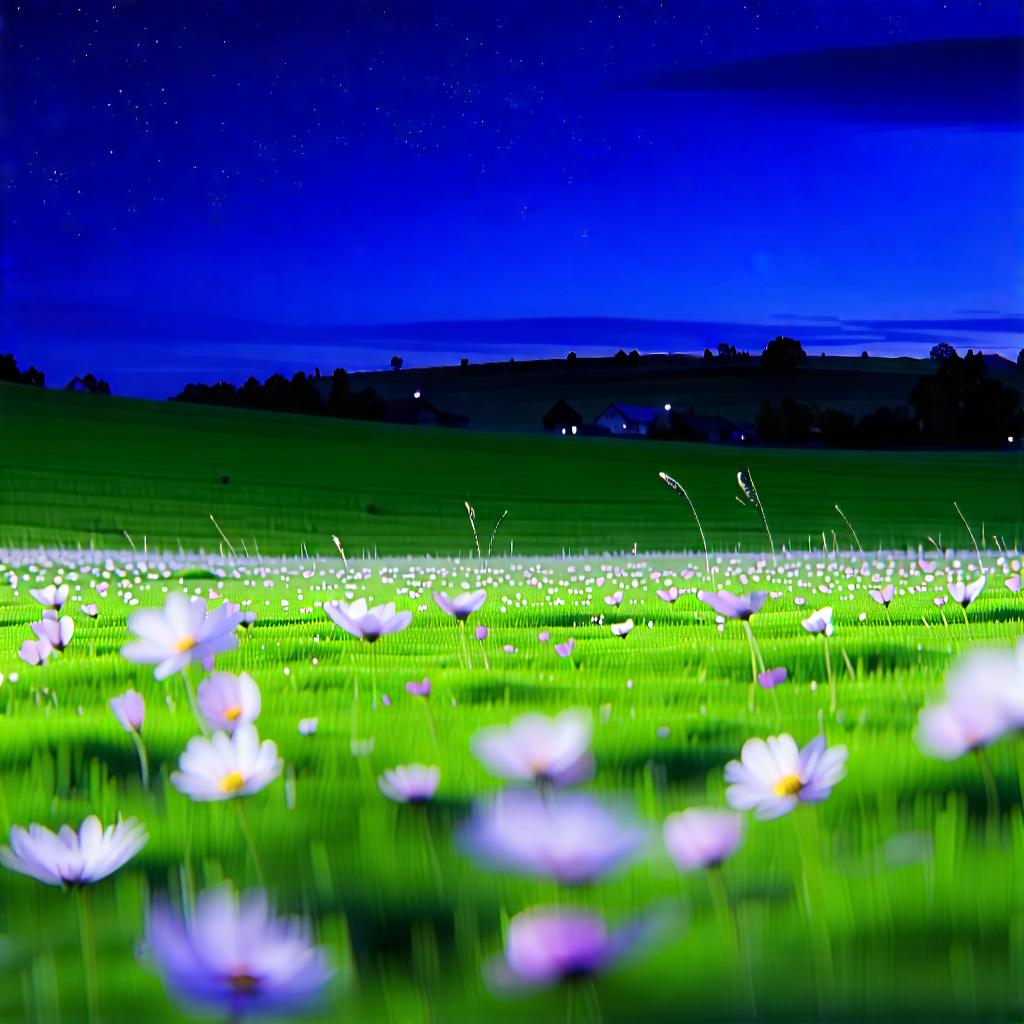 Nature Macro Photography: Meadow During Blue Hour With Lush Green