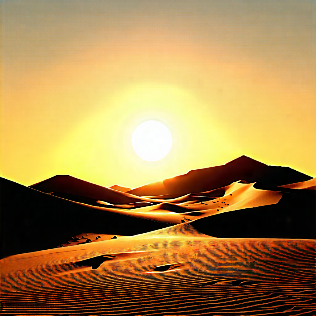 Nature Low Poly: Desert Landscape During (sunset:1.39) With Captures Beautiful