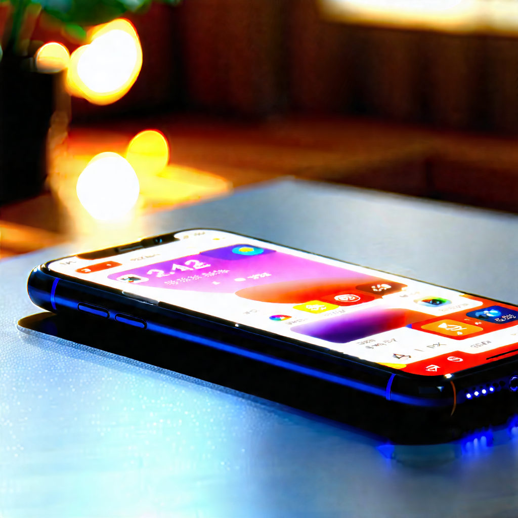 Tech Editorial Photography: Smartphone With Glowing Screen With Smartphone Placed