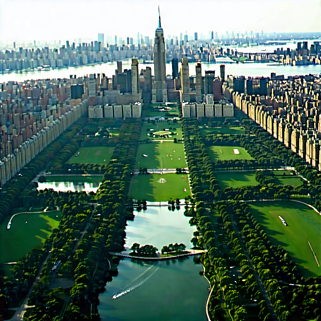 Urban Digital Illustration: Aerial view of central park
