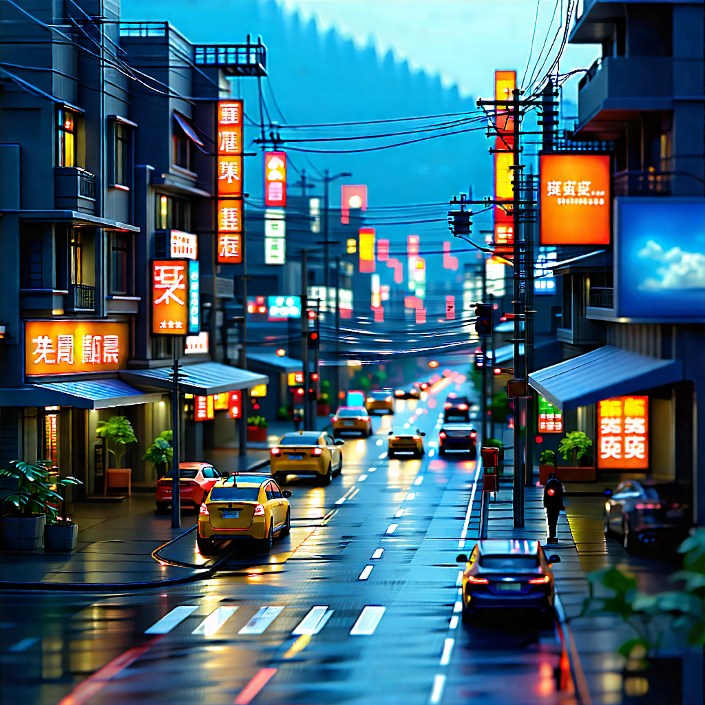 Tech Tilt-shift Photography: (digital:1.18) Transformation Visualization With Image, Busy