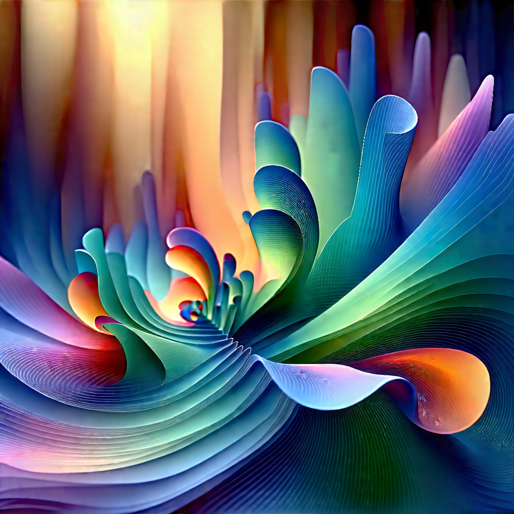 Abstract Fractal Art: Layered Flow With Colorful Vibrant