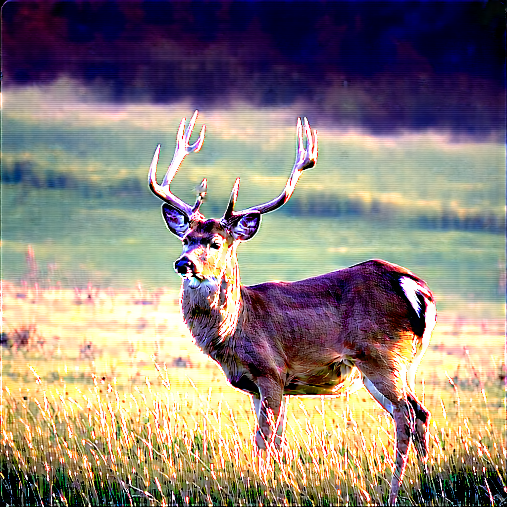Nature Oil Painting: Deer in prairie grassland
