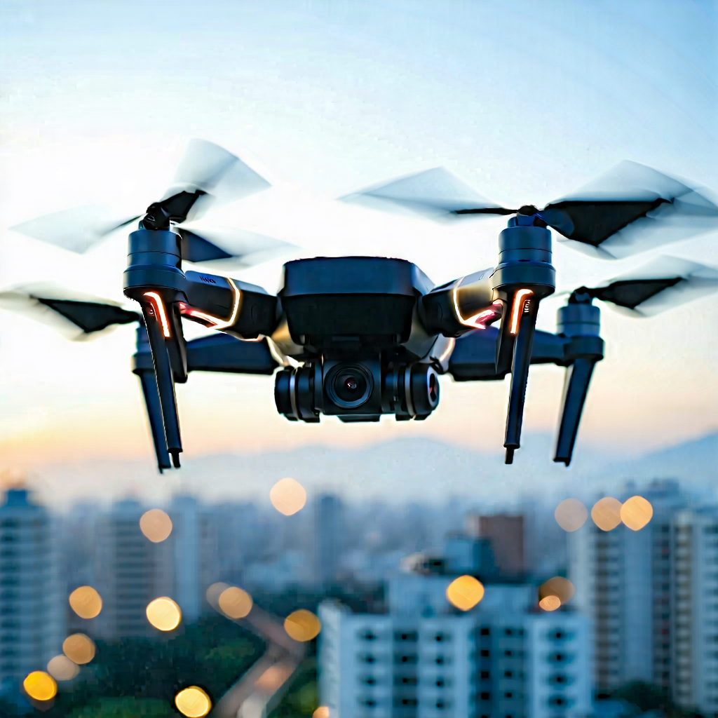 Tech Drone Photography: Innovative Communication Tool (design:1.44) With Black Drone