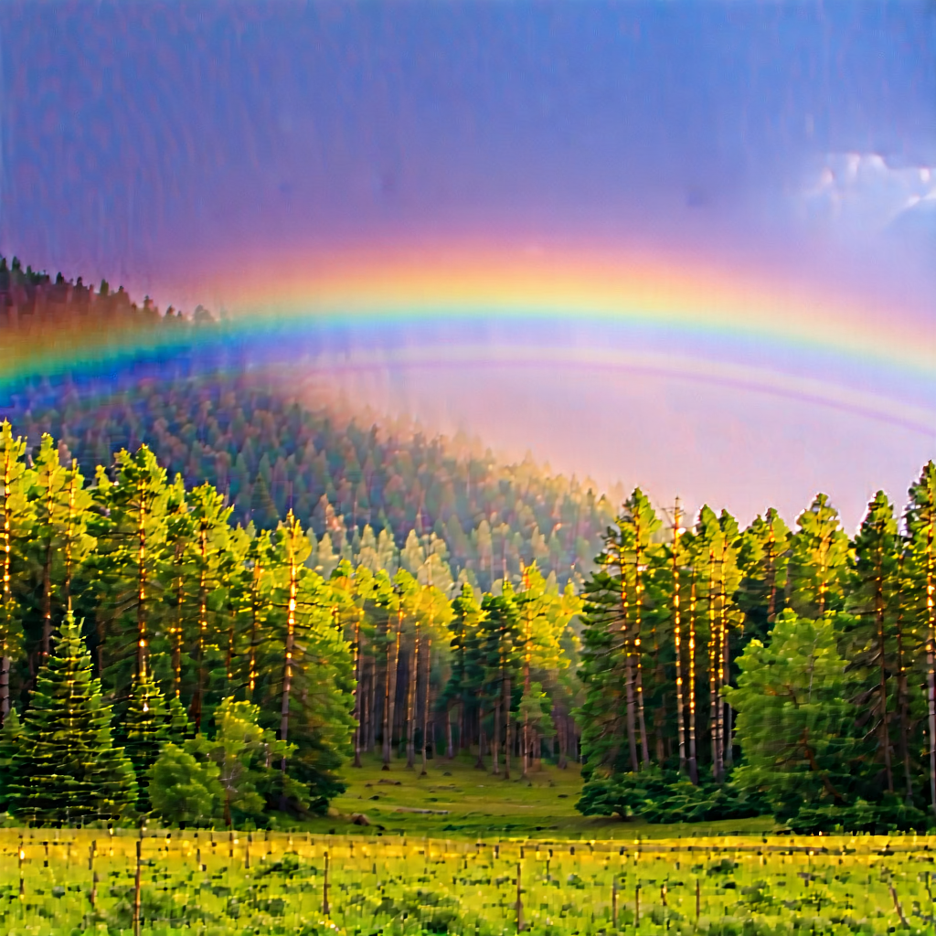Nature Cinema 4d: Rainbow Over Forest Clearing With Beautiful Rainbow