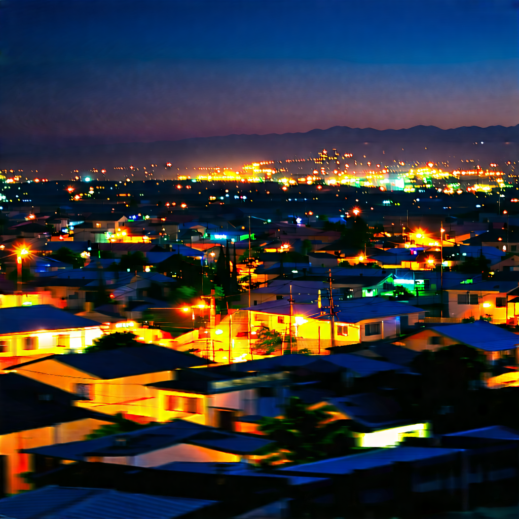 Urban Landscape Photography: Cityscape of small town during night