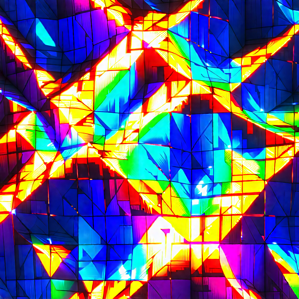 Abstract Woodcut Print: Tessellation with prismatic light