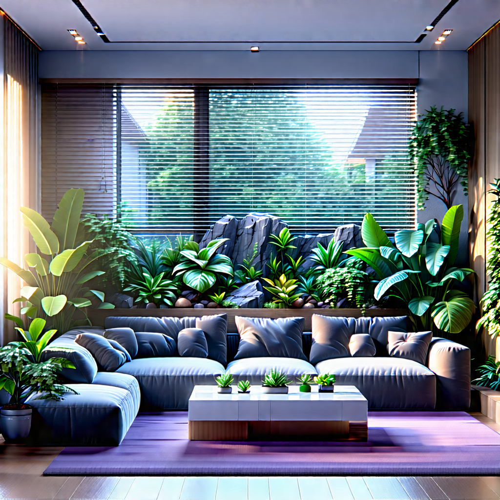 Lifestyle Etching: Cozy Living Room With Plants And Natural Elements With Image, There